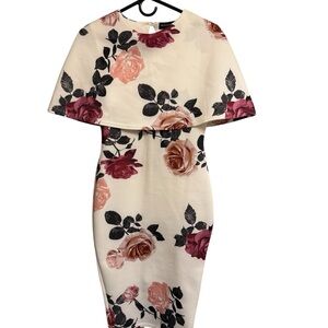 PrettyLittleThing Cream Floral Midi Dress